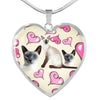 Siamese Cat Print Heart Pendant Luxury Necklace-Free Shipping