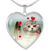 Scottish Fold Print Heart Pendant Luxury Necklace-Free Shipping