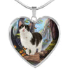Munchkin Cat Print Heart Pendant Luxury Necklace-Free Shipping