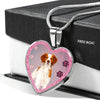 Brittany Dog Print Heart Charm Necklaces-Free Shipping