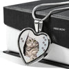 Charming Cat Art Print Heart Charm Necklaces-Free Shipping
