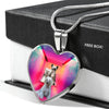 Chinese Crested Dog Print Heart Pendant Luxury Necklace-Free Shipping