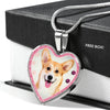 Pembroke Welsh Corgi Dog Print Heart Charm Necklaces-Free Shipping