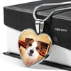 Jack Russell Terrier Print Heart Pendant Luxury Necklace-Free Shipping