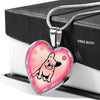 Cute French Bulldog Print Heart Charm Necklaces-Free Shipping