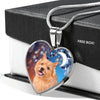 Norwich Terrier Print Heart Pendant Luxury Necklace-Free Shipping