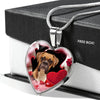 Boxer Dog Print Heart Pendant Luxury Necklace-Free Shipping