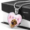 Cute Rhodesian Ridgeback Dog Print Heart Pendant Luxury Necklace-Free Shipping
