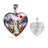 Bearded Collie With Wing Print Heart Pendant Luxury Necklace-Free Shipping