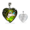 Birman Cat Print Heart Charm Necklaces-Free Shipping