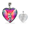 Chinese Crested Dog Print Heart Pendant Luxury Necklace-Free Shipping