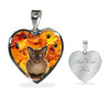 Burmese Cat Print Heart Pendant Luxury Necklace-Free Shipping