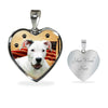 Dogo Argentino Print Heart Pendant Luxury Necklace-Free Shipping