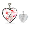 West Highland White Terrier Print Heart Pendant Luxury Necklace-Free Shipping