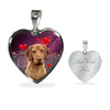Wirehaired Vizsla Print Heart Pendant Luxury Necklace-Free Shipping