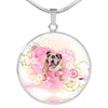 Bulldog Print Circle Charm Luxury Necklace-Free Shipping