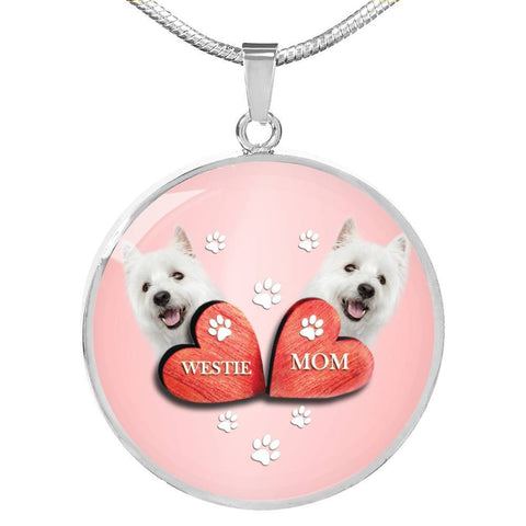 West Highland White Terrier (Westie) Print Circle Charm Luxury Necklace-Free Shipping