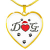 Dog With Paws Print Heart Pendant Luxury Necklace-Free Shipping