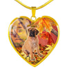 Cute Bullmastiff Print Heart Pendant Luxury Necklace-Free Shipping