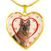 German Shepherd Print Heart Charm Necklace-Free Shipping