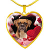 Boxer Dog Print Heart Pendant Luxury Necklace-Free Shipping