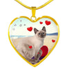 Cute Tonkinese Cat Print Heart Pendant Luxury Necklace-Free Shipping