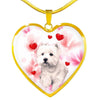 West Highland White Terrier Print Heart Pendant Luxury Necklace-Free Shipping
