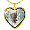 Lovely Korat Cat Print Heart Charm Necklaces-Free Shipping