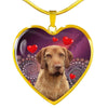 Wirehaired Vizsla Print Heart Pendant Luxury Necklace-Free Shipping