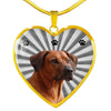 Rhodesian Ridgeback Print Heart Pendant Luxury Necklace-Free Shipping