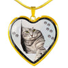 Charming Cat Art Print Heart Charm Necklaces-Free Shipping