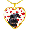 Cute Dachshund Print Heart Charm Necklace-Free Shipping