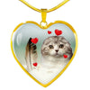 Scottish Fold Print Heart Pendant Luxury Necklace-Free Shipping
