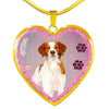 Brittany Dog Print Heart Charm Necklaces-Free Shipping