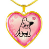 Cute French Bulldog Print Heart Charm Necklaces-Free Shipping