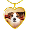 Jack Russell Terrier Print Heart Pendant Luxury Necklace-Free Shipping