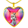Chinese Crested Dog Print Heart Pendant Luxury Necklace-Free Shipping