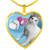 Japanese Bobtail Cat Heart Pendant Luxury Necklace-Free Shipping