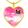 Papillon Dog Print Heart Pendant Luxury Necklace-Free Shipping