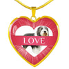 Bearded Collie Print Heart Pendant Luxury Necklace-Free Shipping