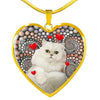 Persian Cat Print Heart Pendant Luxury Necklace-Free Shipping