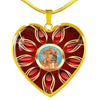 Tosa Inu Dog Print Heart Pendant Luxury Necklace-Free Shipping