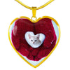 Lovely Burmilla Cat Print Heart Pendant Luxury Necklace-Free Shipping