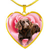 Boykin Spaniel Print Heart Pendant Luxury Necklace-Free Shipping