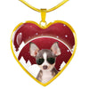 Chihuahua Print Heart Charm Luxury Necklace-Free Shipping