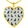 Labrador Retriever Pattern Print Luxury Heart Charm Necklace -Free Shipping
