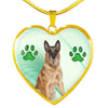 Belgian Malinois Dog Print Heart Pendant Luxury Necklace-Free Shipping