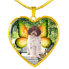 Cute Lagotto Romagnolo Dog Print Heart Pendant Luxury Necklace-Free Shipping
