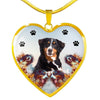Bernese Mountain Dog Print Heart Charm Necklace-Free Shipping