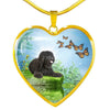 Barbet Dog Print Heart Pendant Luxury Necklace-Free Shipping